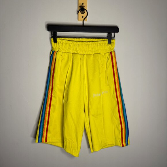 Palm Angels Rainbow Logo-Print Track Shorts - Picture 2 of 8